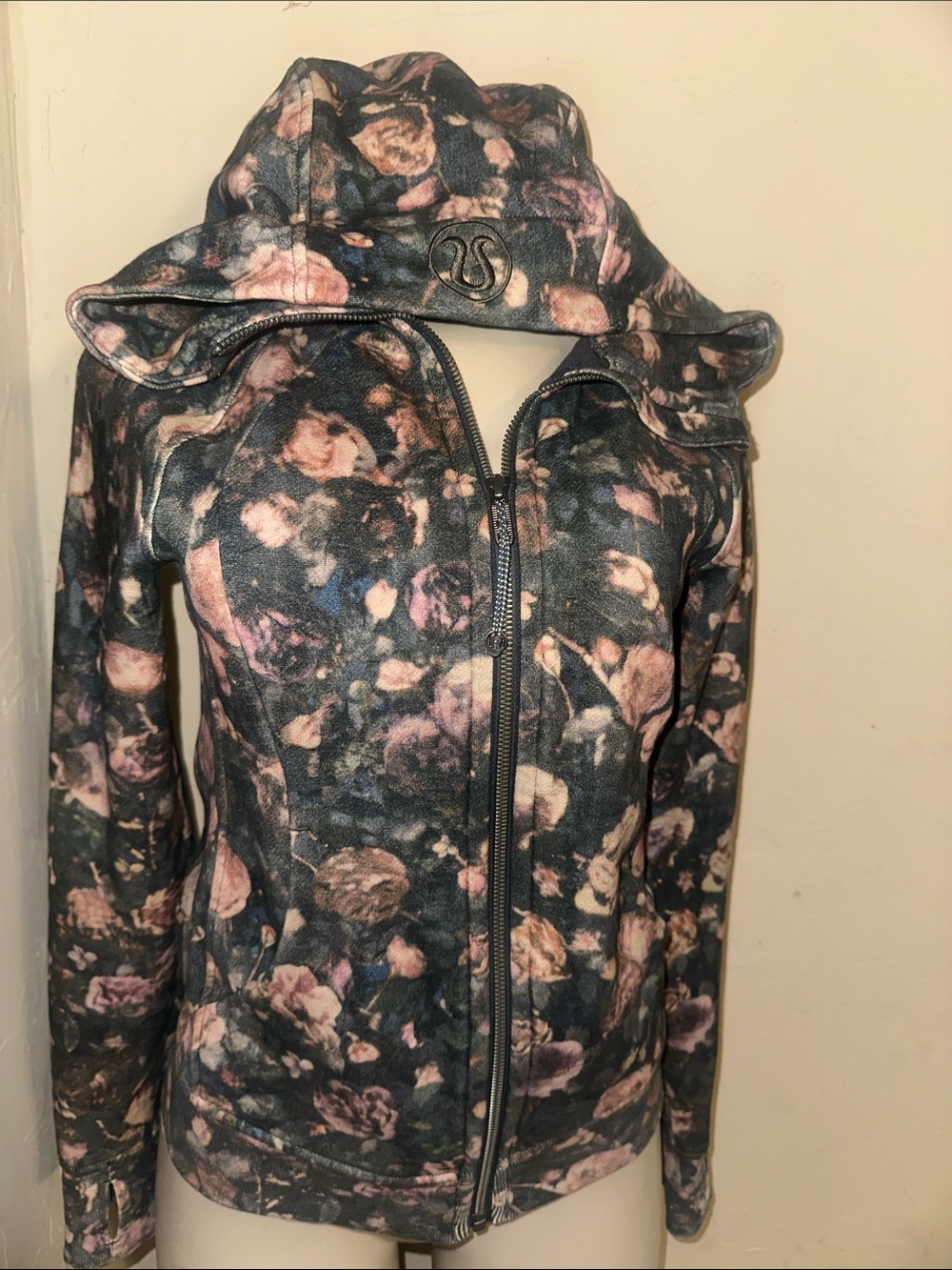 lululemon athletica Floral Zip Hoodie - Pink & Black